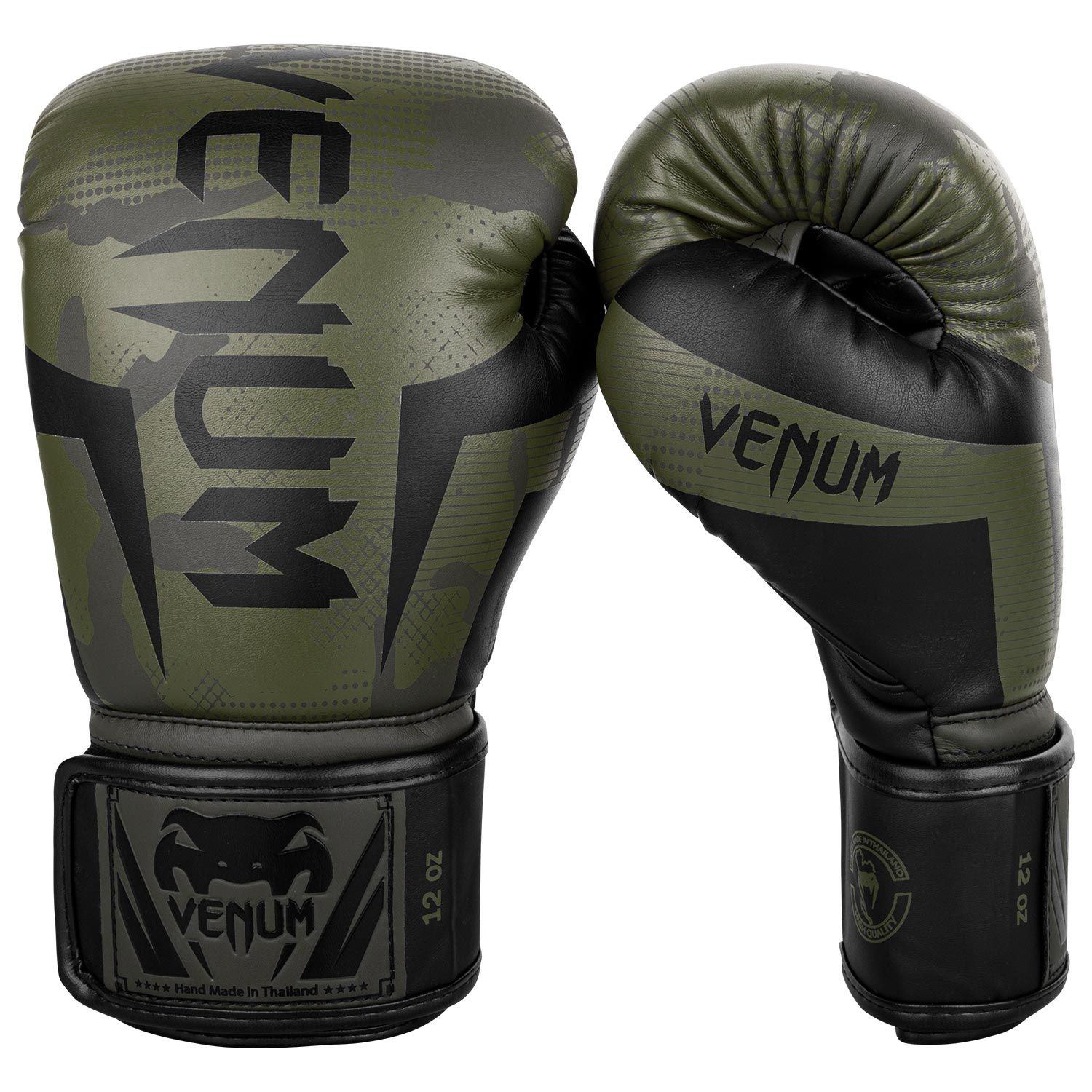 VENUM ELITE Műbőr Boxkesztyű, Camo/Khaki