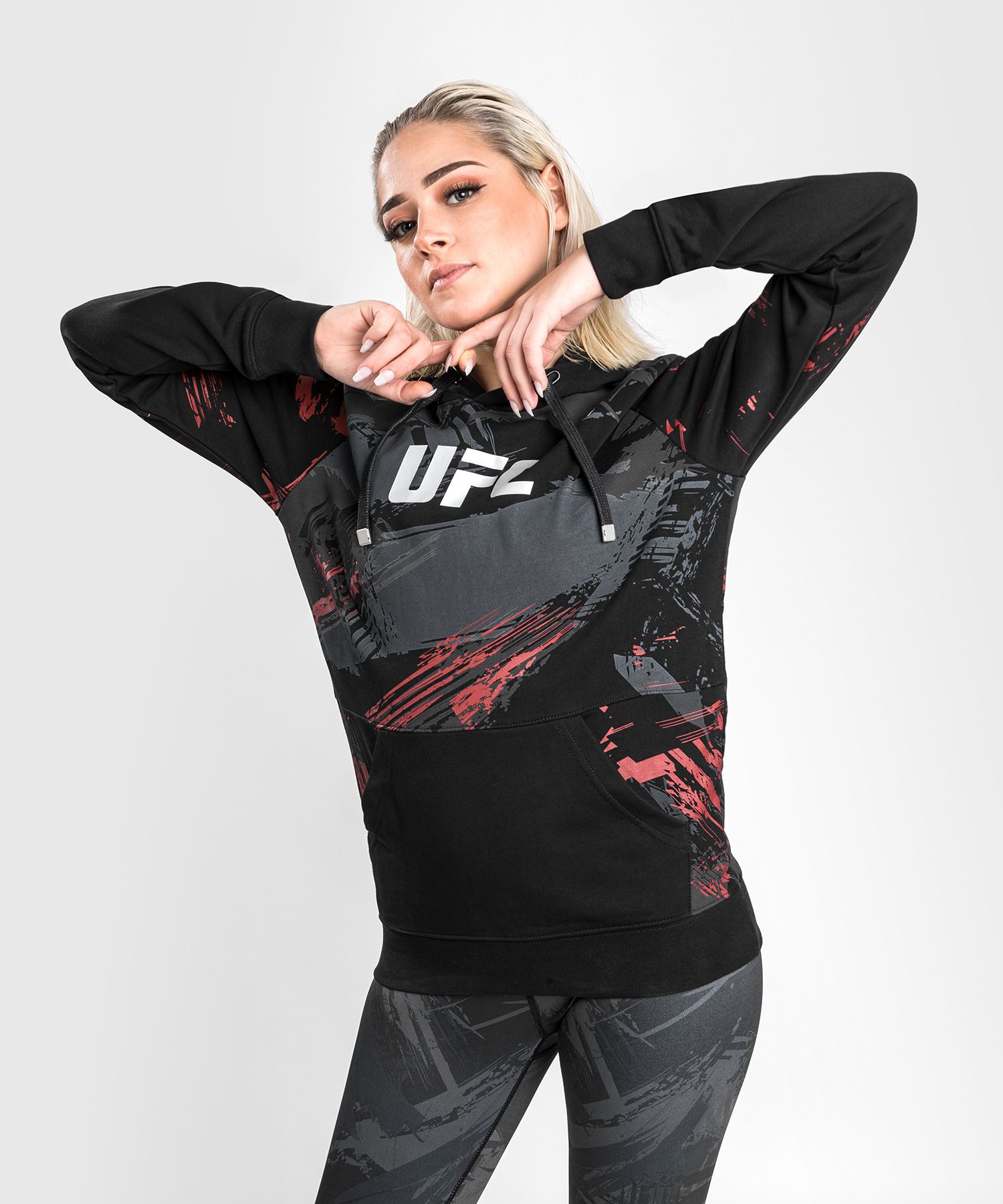 UFC Venum AUTHENTIC FIGHT WEEK 2.0 Pulóver, Fekete/Piros