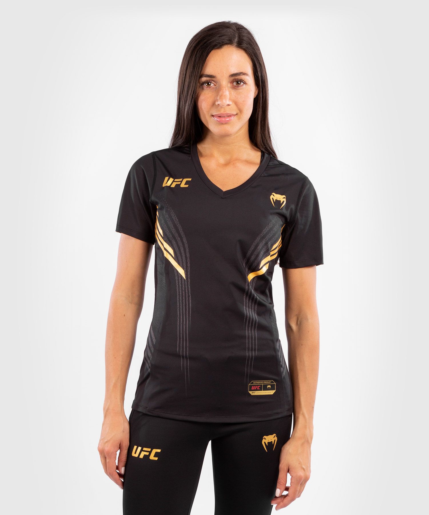 UFC Venum AUTHENTIC FIGHT NIGHT Női Dry tech póló, Fekete/Arany